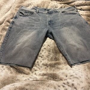 True Religion Ricky Relaxed Straight Raw Hem Shorts in Light Breezy Wash Size 44